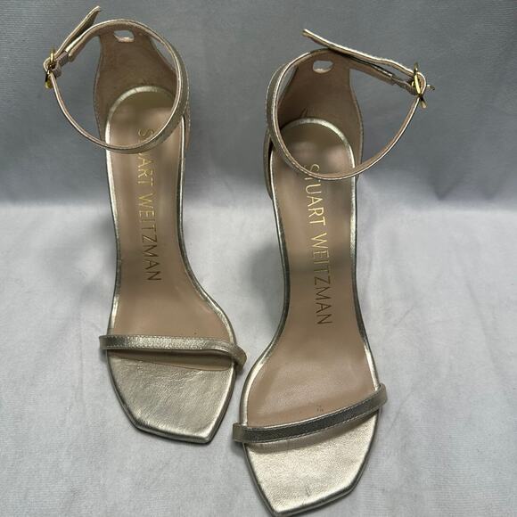 Stuart Weitzman Shoes - Stuart Weitzman Nudistcurve Sandals Gold Heels 5.5